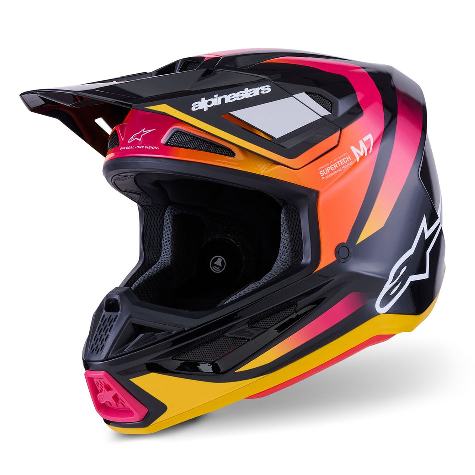 Přilba Alpinestars Supertech S-M7 Rise černá/žlutá/růžová fluo