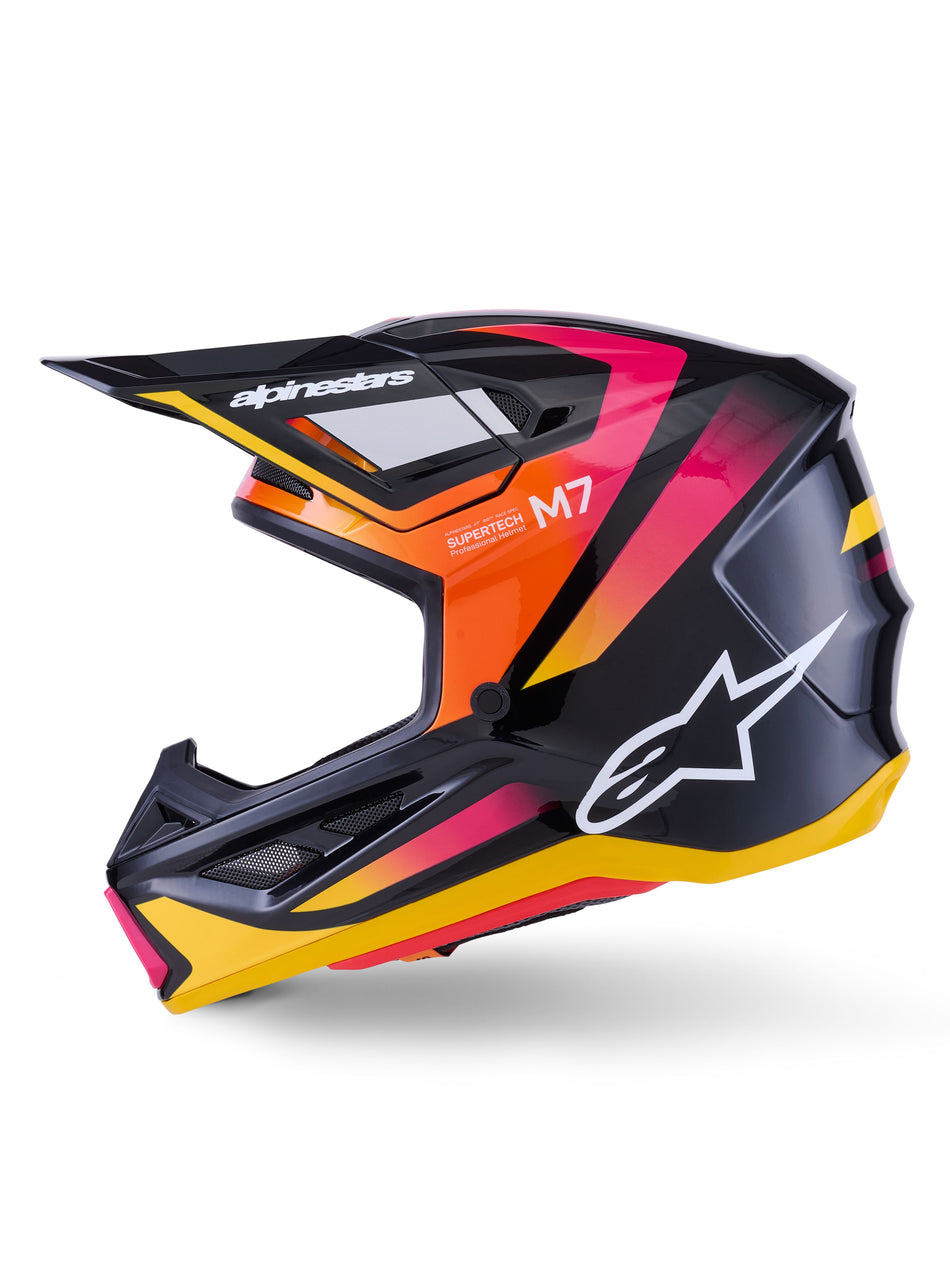 Přilba Alpinestars Supertech S-M7 Rise černá/žlutá/růžová fluo
