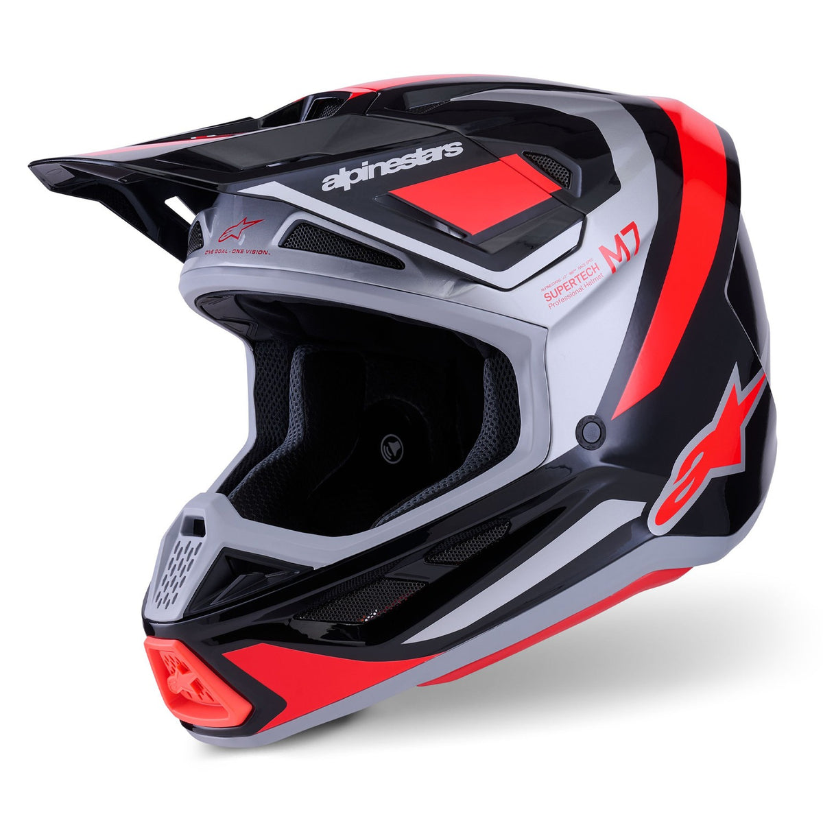 Přilba Alpinestars Supertech S-M7 Rise černá/stříbrná/červená fluo