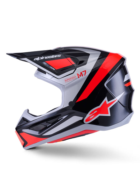 Přilba Alpinestars Supertech S-M7 Rise černá/stříbrná/červená fluo