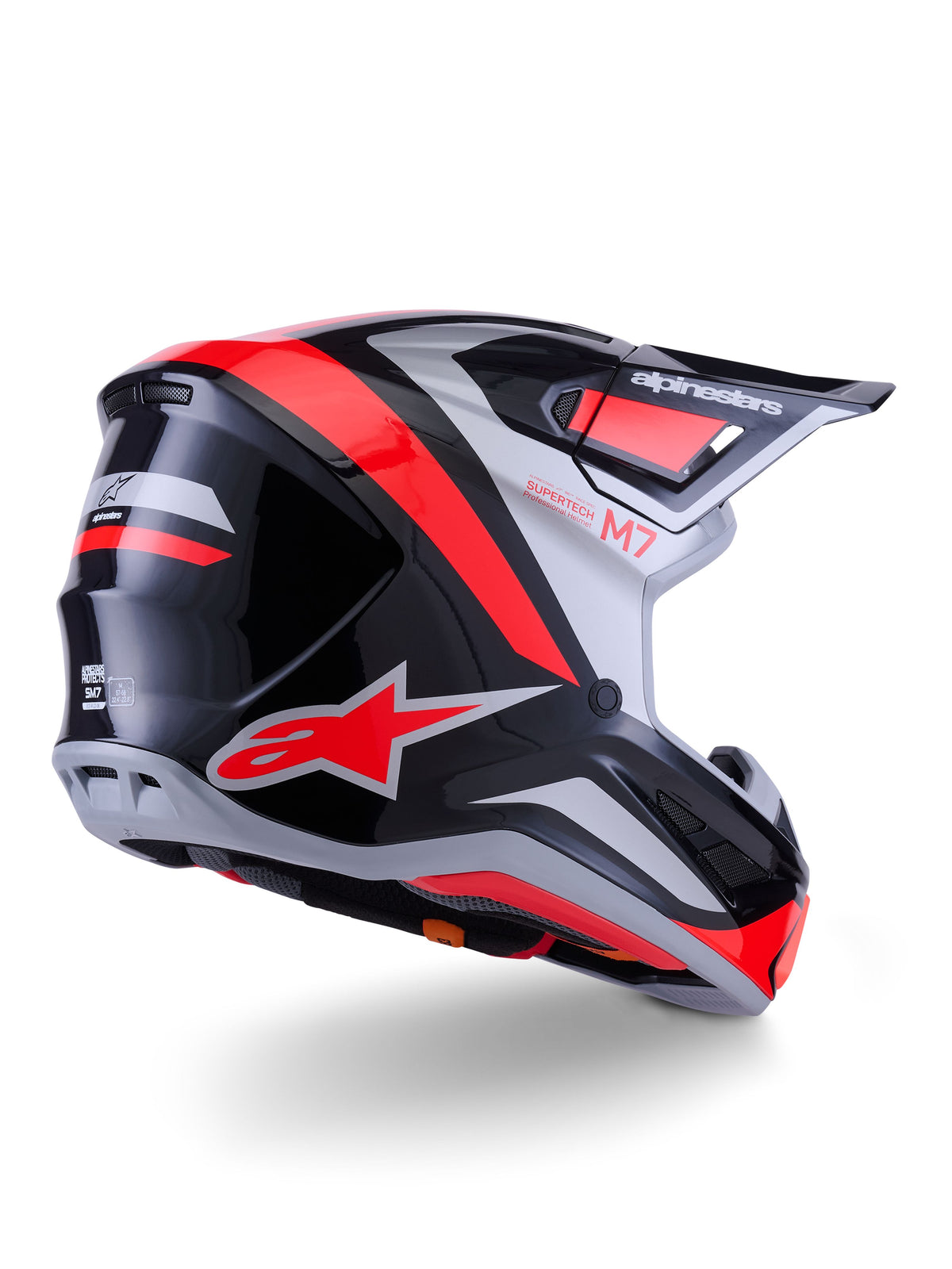 Přilba Alpinestars Supertech S-M7 Rise černá/stříbrná/červená fluo