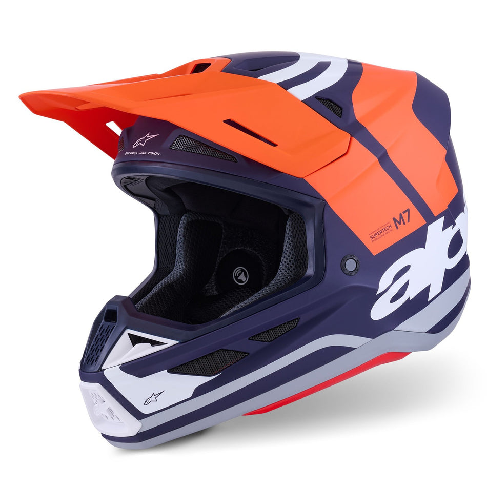 Přilba Alpinestars Supertech S-M7 Core oranžová/modrá/bílá/matná