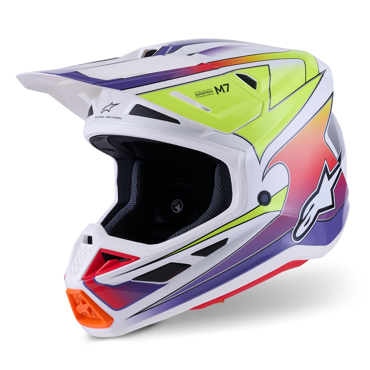 Přilba Alpinestars Supertech S-M7 Fuse bílá/žlutá fluo/fialová