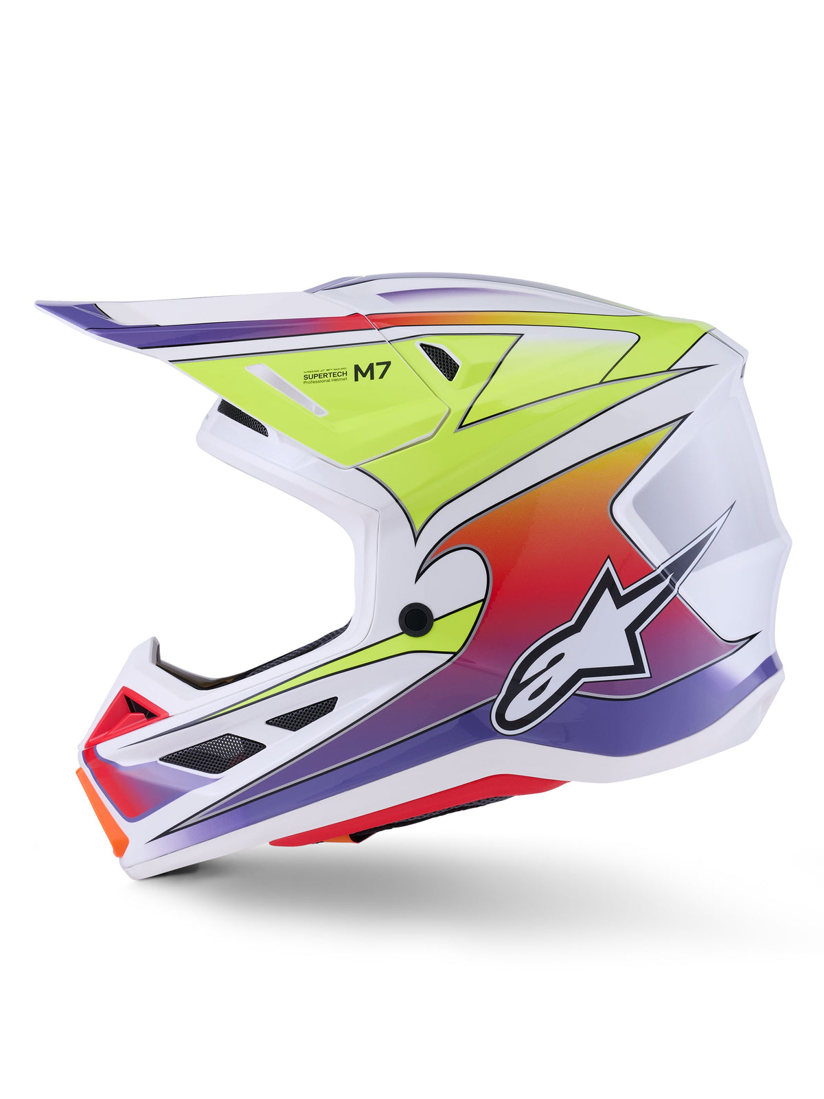 Přilba Alpinestars Supertech S-M7 Fuse bílá/žlutá fluo/fialová