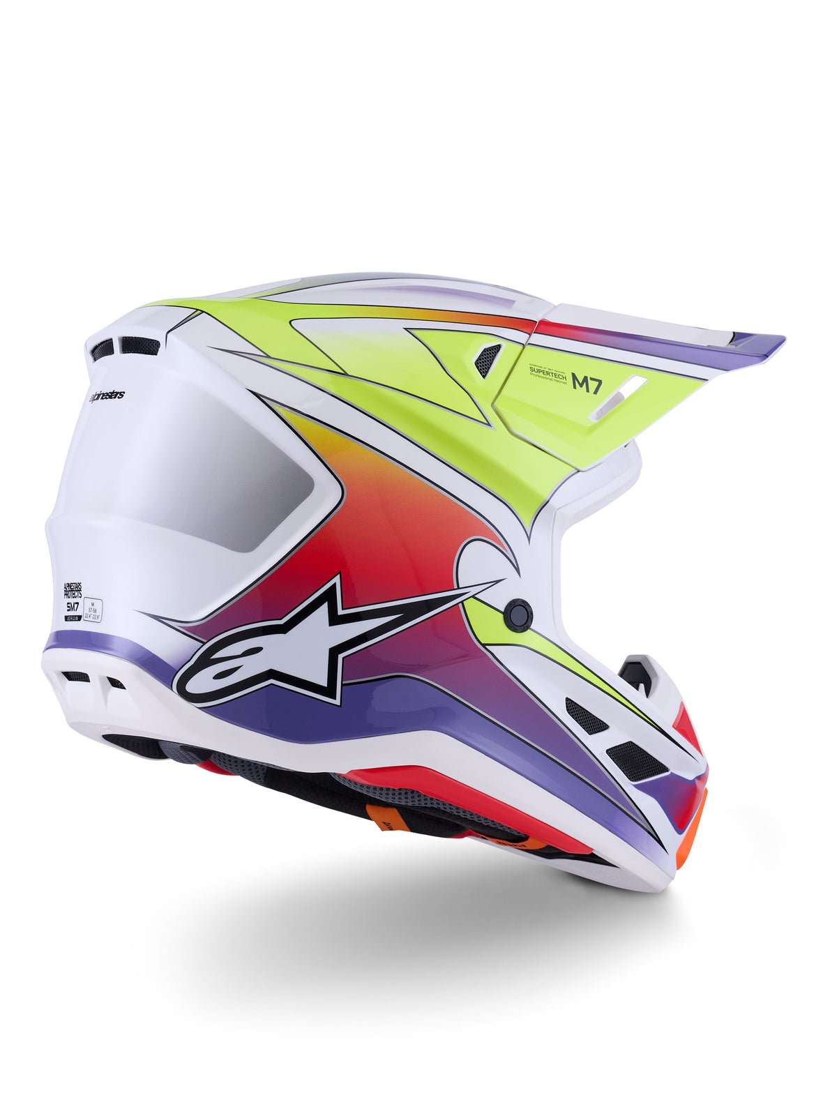 Přilba Alpinestars Supertech S-M7 Fuse bílá/žlutá fluo/fialová