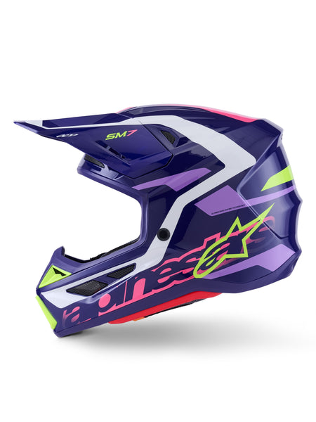 Přilba Alpinestars Supertech S-M7 Deed fialová/růžová/bílá/žlutá fluo