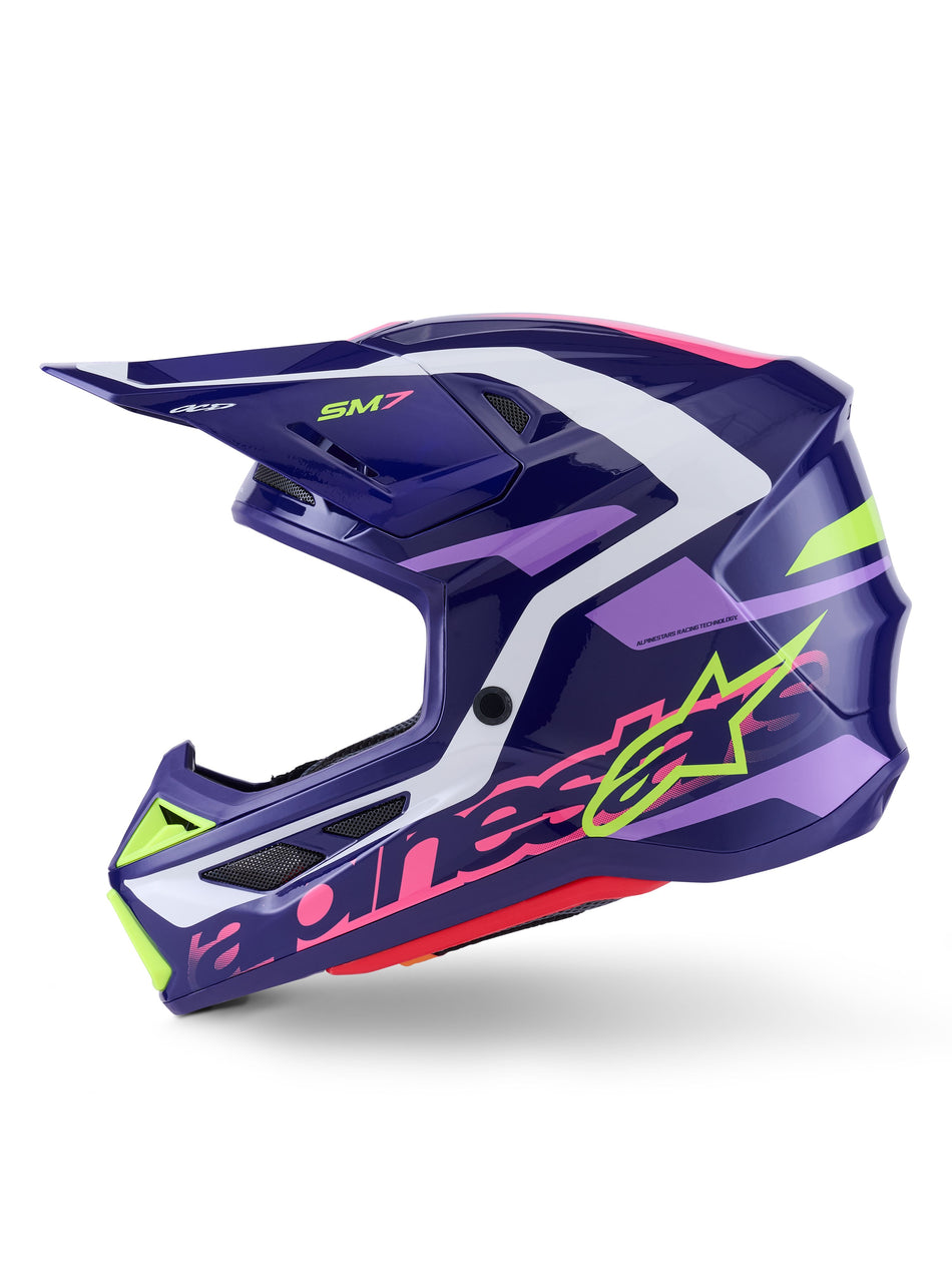 Přilba Alpinestars Supertech S-M7 Deed fialová/růžová/bílá/žlutá fluo