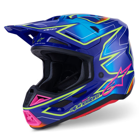Přilba Alpinestars Supertech S-M7 Cast modrá/růžová/žlutá fluo