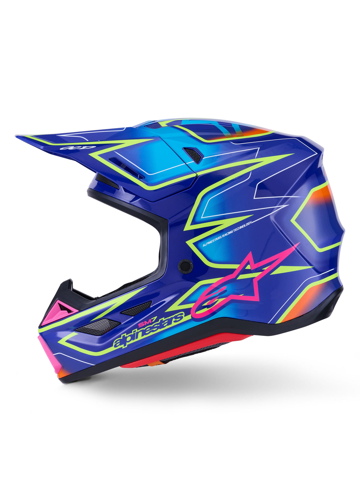 Přilba Alpinestars Supertech S-M7 Cast modrá/růžová/žlutá fluo