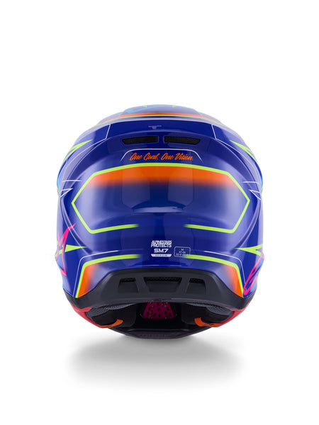 Přilba Alpinestars Supertech S-M7 Cast modrá/růžová/žlutá fluo