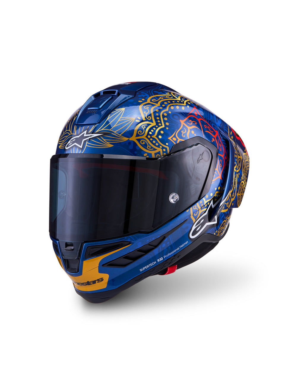 Přilba Alpinestars Supertech R10 Marthainator limitovaná edice Jorge Martin modrá perleť/zlatá/červená
