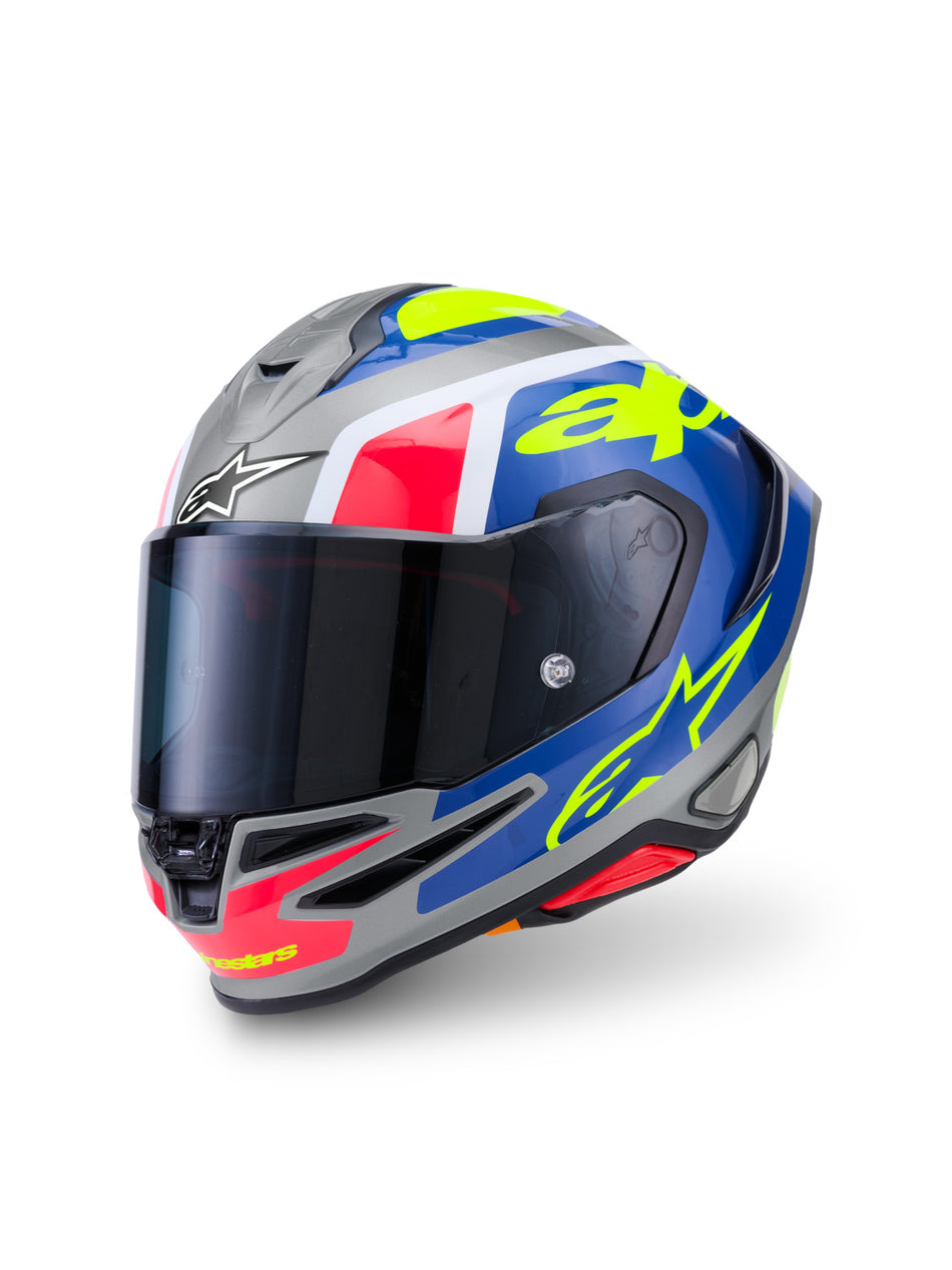 Přilba Alpinestars S-R7 Lumen stříbrná/černá/růžová/žlutá fluo