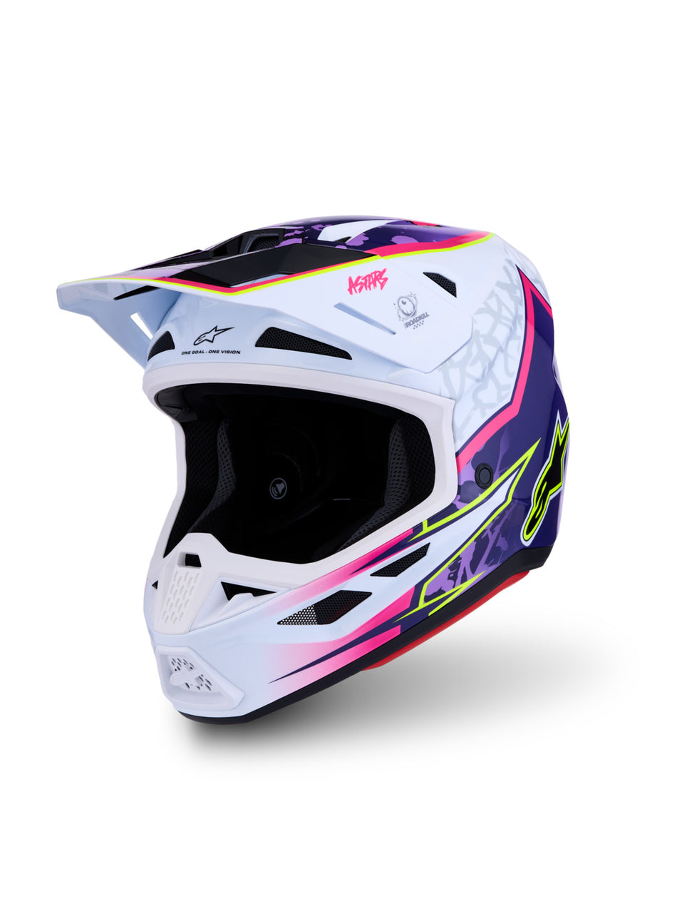 Přilba Alpinestars S-M7 Blaster fialová/růžová/bílá
