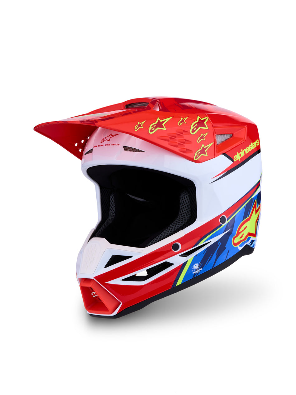 Přilba Alpinestars S-M3 Falcon červená fluo/bílá/žlutá fluo