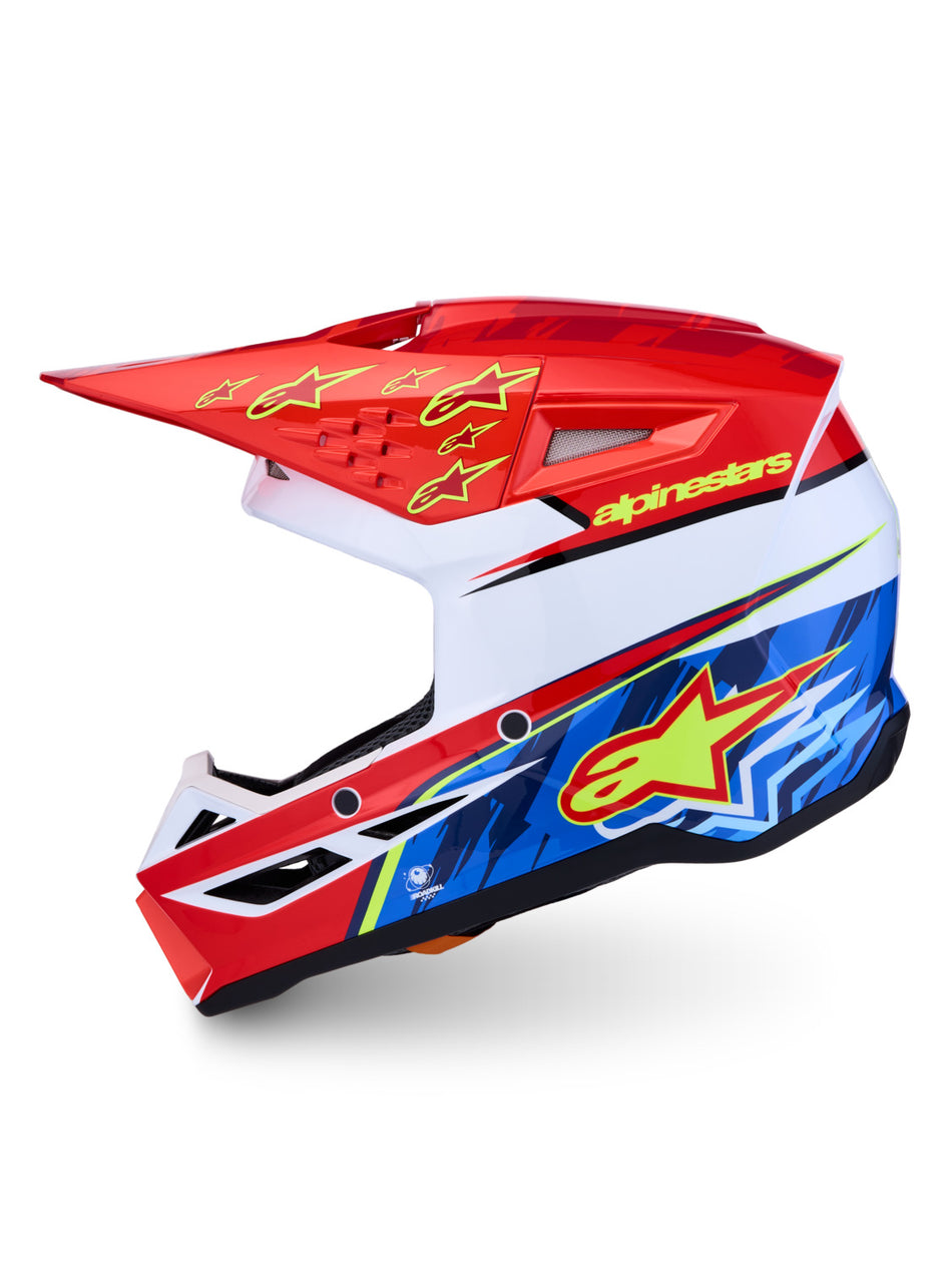 Přilba Alpinestars S-M3 Falcon červená fluo/bílá/žlutá fluo