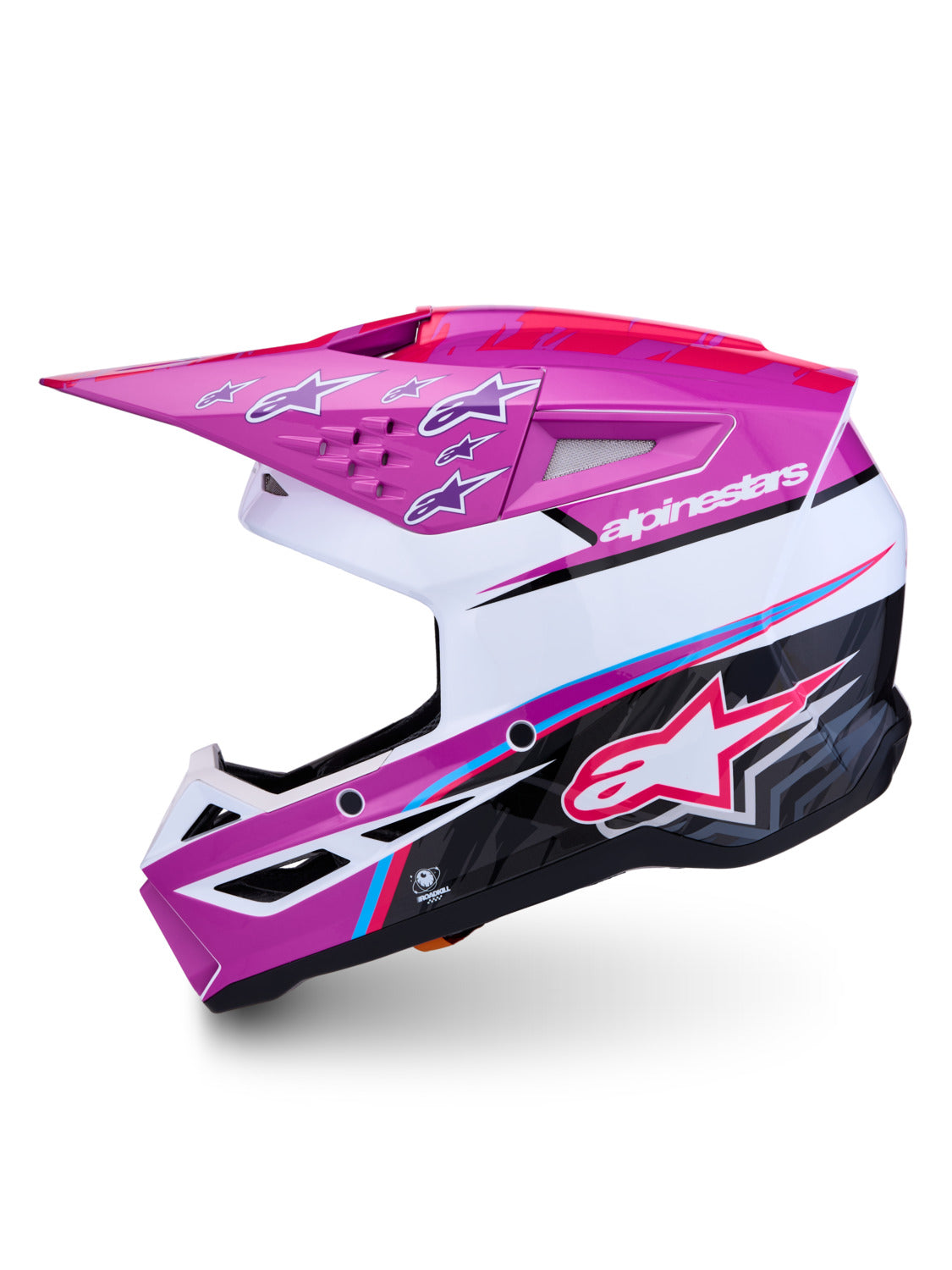 Přilba Alpinestars S-M3 Falcon fialová/bílá/černá/růžová fluo