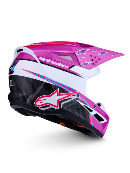 Přilba Alpinestars S-M3 Falcon fialová/bílá/černá/růžová fluo