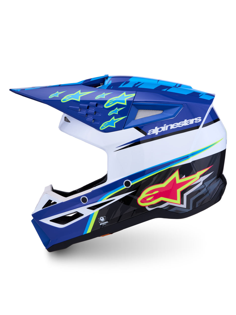 Přilba Alpinestars S-M3 Falcon modrá/bílá/černá/růžová fluo/žlutá fluo