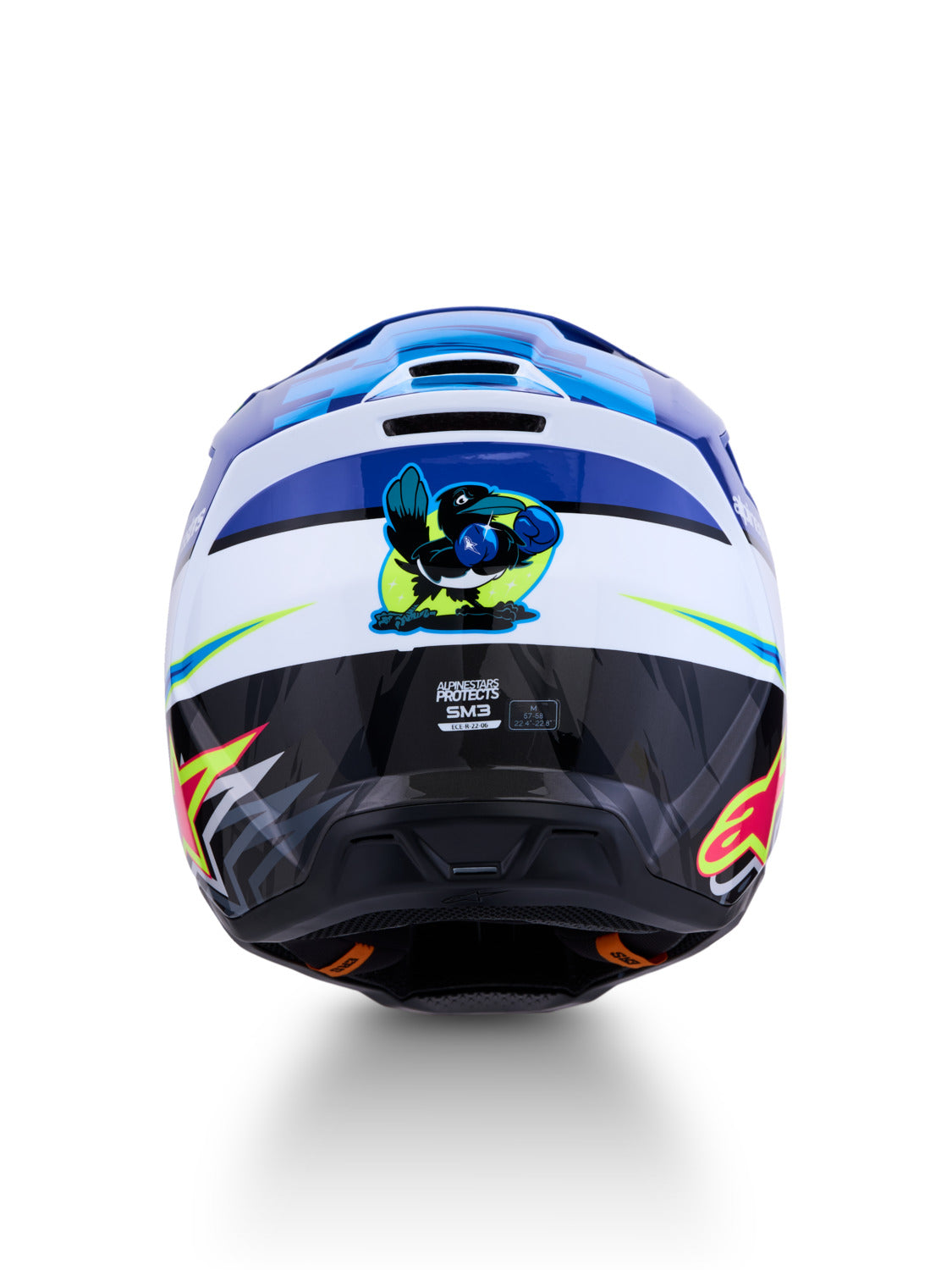 Přilba Alpinestars S-M3 Falcon modrá/bílá/černá/růžová fluo/žlutá fluo