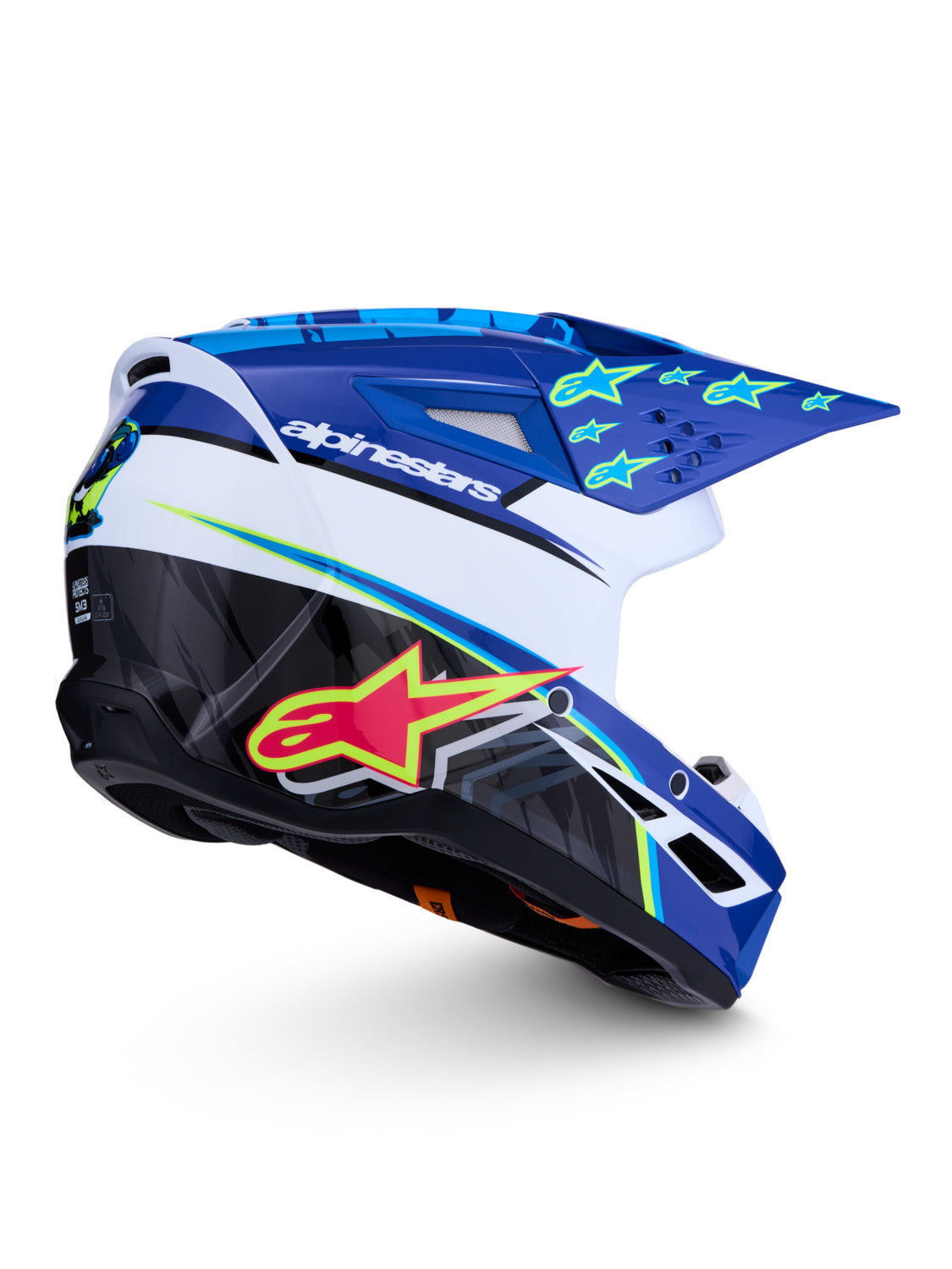 Přilba Alpinestars S-M3 Falcon modrá/bílá/černá/růžová fluo/žlutá fluo