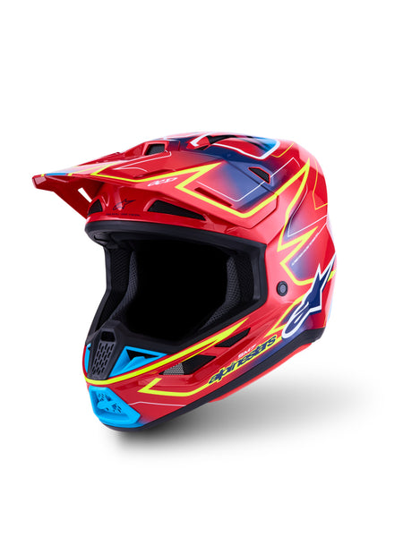 Přilba Alpinestars S-M7 Cast červená/žlutá fluo/modrá