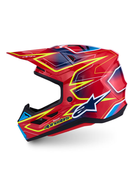 Přilba Alpinestars S-M7 Cast červená/žlutá fluo/modrá