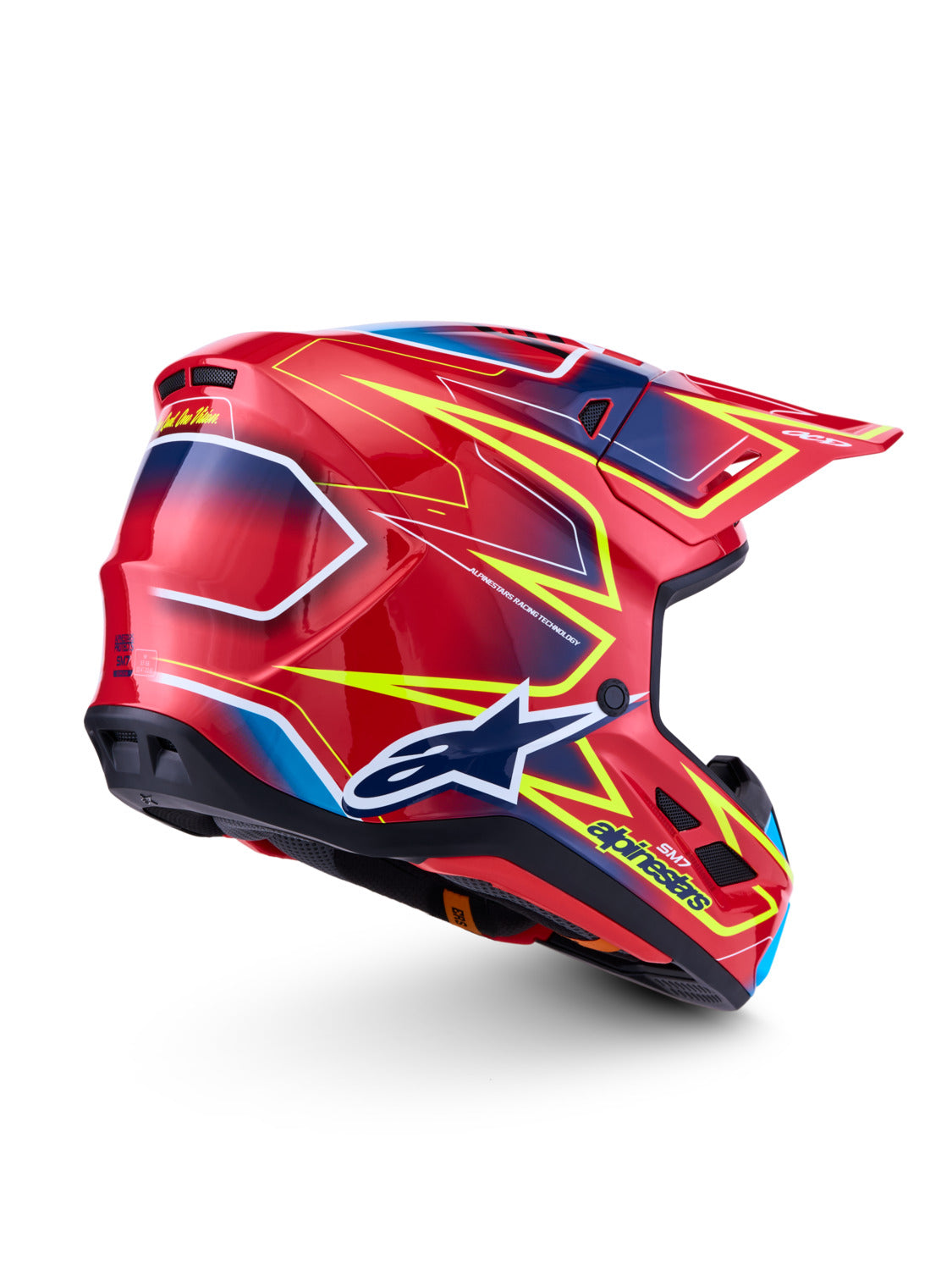 Přilba Alpinestars S-M7 Cast červená/žlutá fluo/modrá