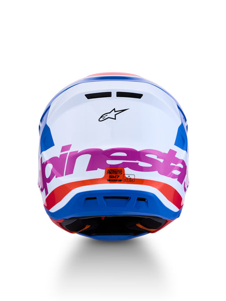 Přilba Alpinestars S-M7 Core bílá/modrá/oranžová/růžová