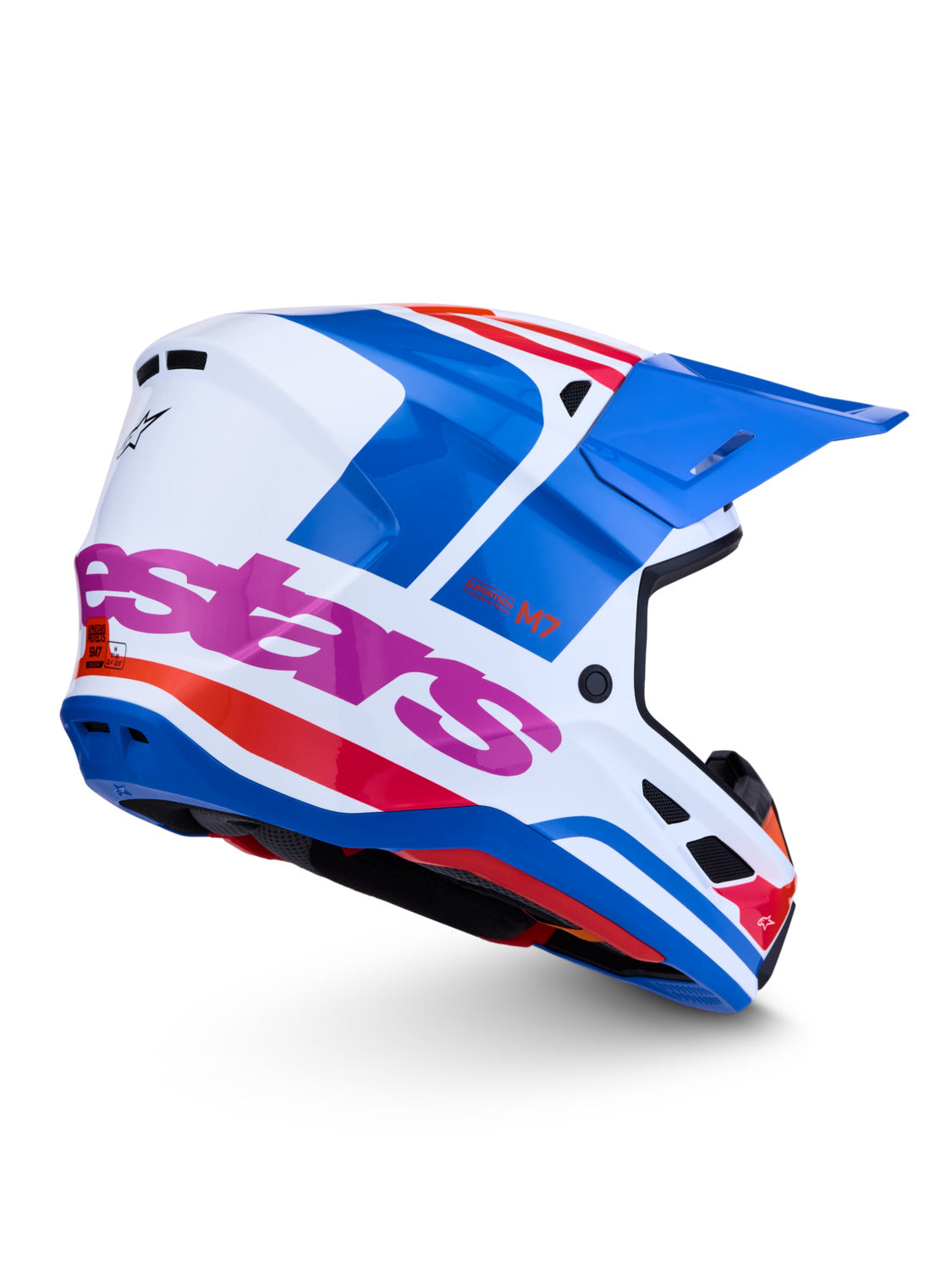 Přilba Alpinestars S-M7 Core bílá/modrá/oranžová/růžová