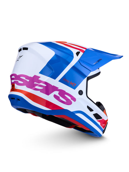 Přilba Alpinestars S-M7 Core bílá/modrá/oranžová/růžová