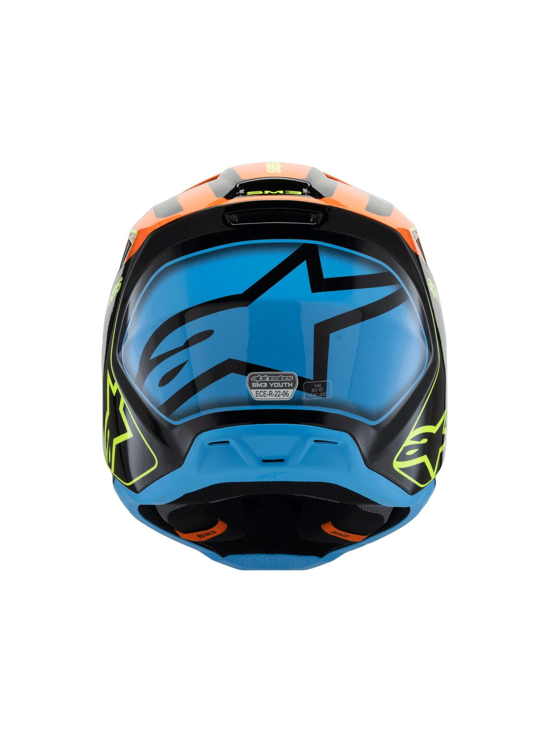 Dětská přilba Alpinestars S-M3 Fray černá/oranžová fluo/žlutá fluo/tyrkysová