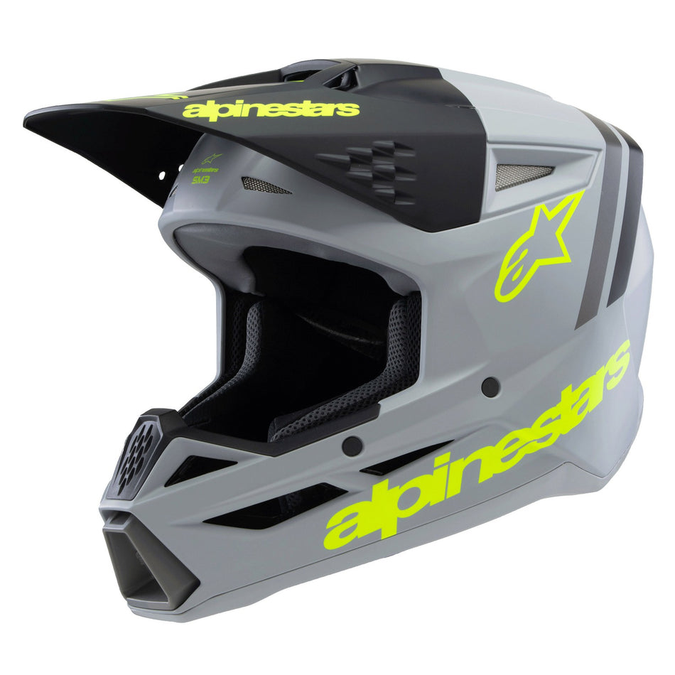 Dětská přilba Alpinestars S-M3 Radium šedá mat/žlutá fluo/černá