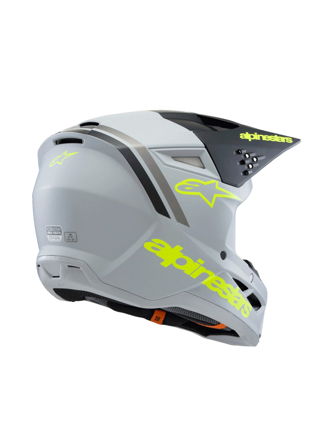 Dětská přilba Alpinestars S-M3 Radium šedá mat/žlutá fluo/černá