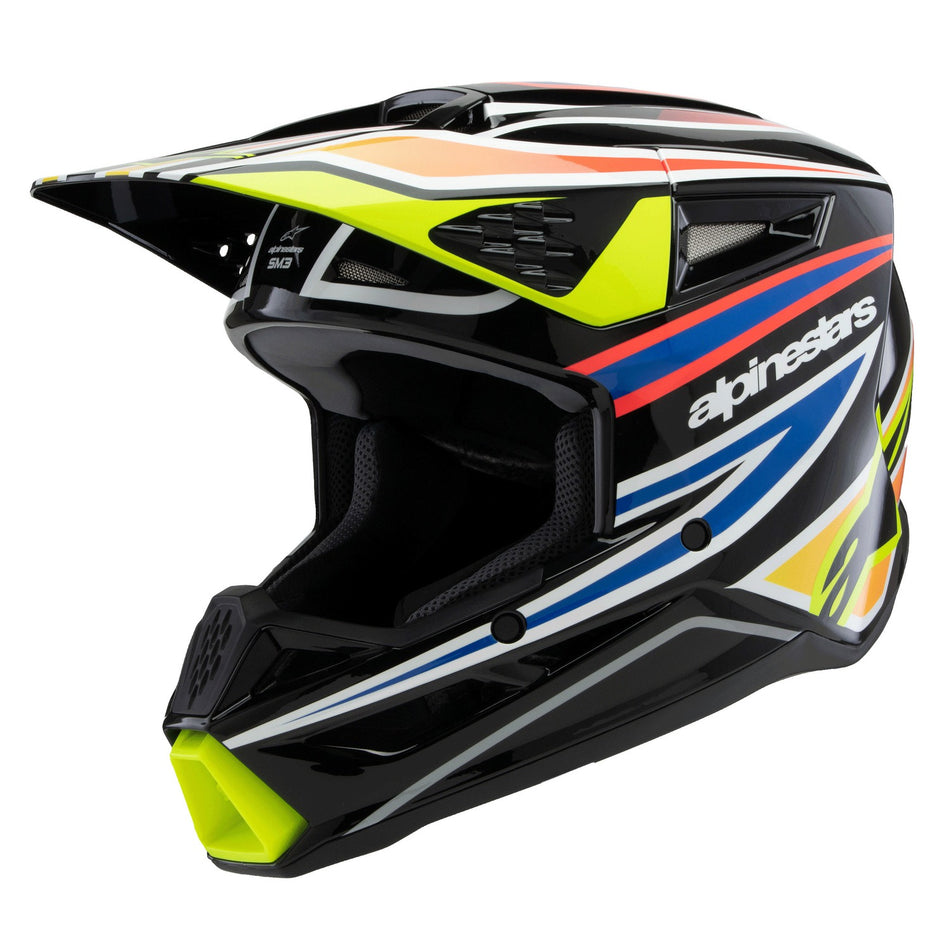 Dětská přilba Alpinestars S-M3 Wurx černá/žlutá fluo/modrá/červená