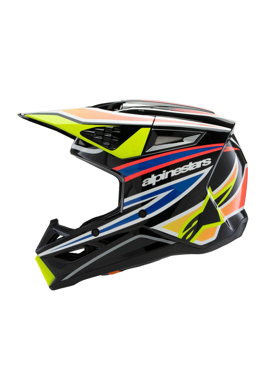 Dětská přilba Alpinestars S-M3 Wurx černá/žlutá fluo/modrá/červená