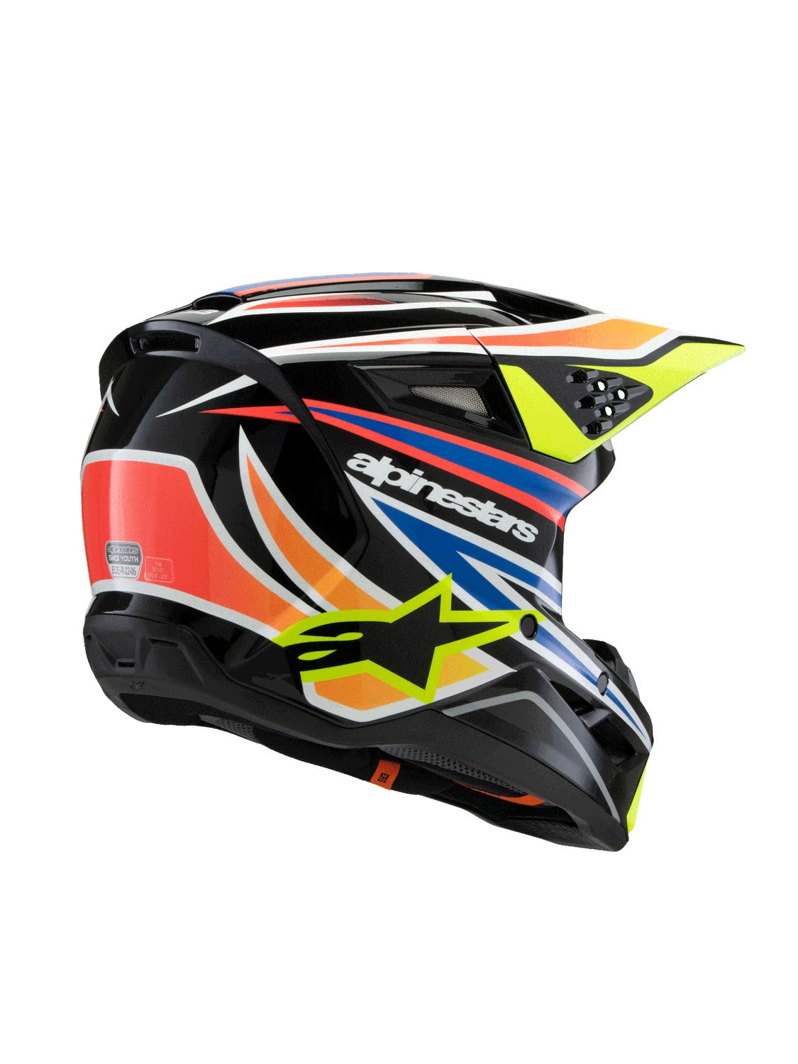 Dětská přilba Alpinestars S-M3 Wurx černá/žlutá fluo/modrá/červená
