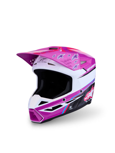 Dětská přilba Alpinestars S-M3 Falcon fialová/bílá/černá/růžová fluo