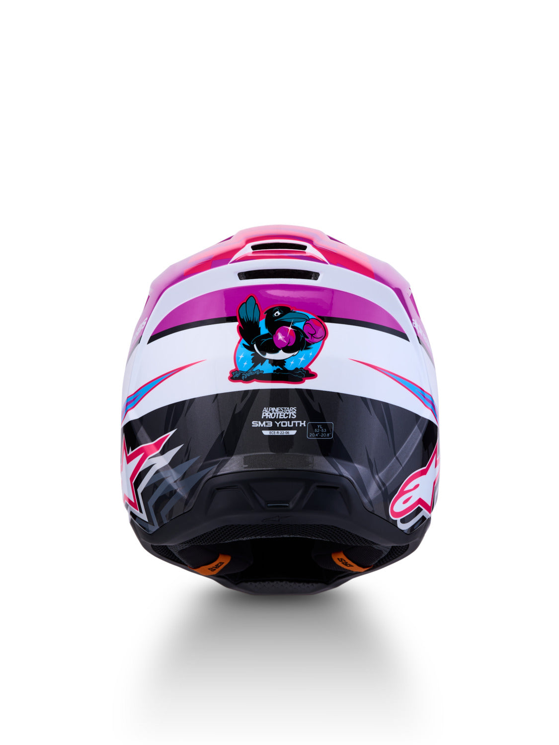 Dětská přilba Alpinestars S-M3 Falcon fialová/bílá/černá/růžová fluo