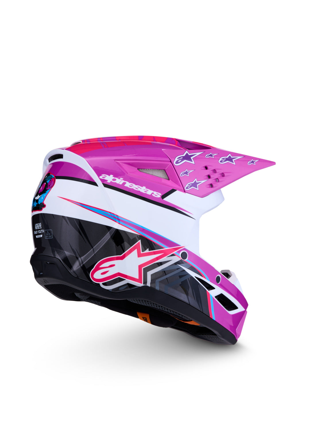 Dětská přilba Alpinestars S-M3 Falcon fialová/bílá/černá/růžová fluo
