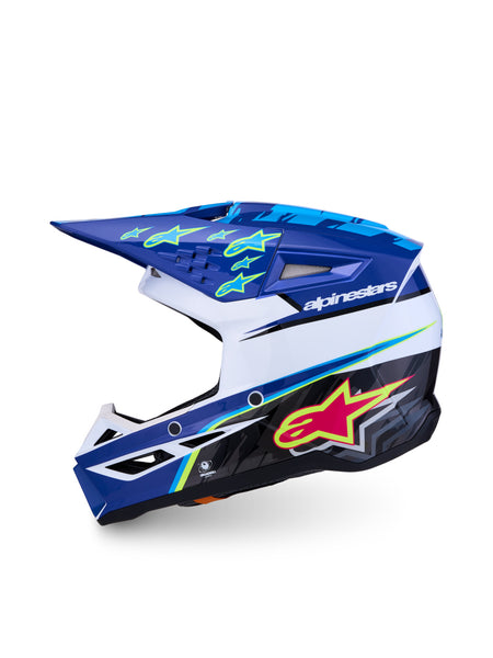 Dětská přilba Alpinestars S-M3 Falcon modrá/bílá/černá/růžová fluo/žlutá fluo