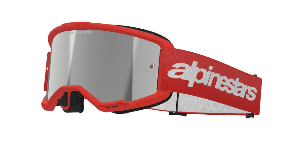 Brýle Alpinestars Vision 3 Wordmark červená, zrcadlové stříbrné plexi