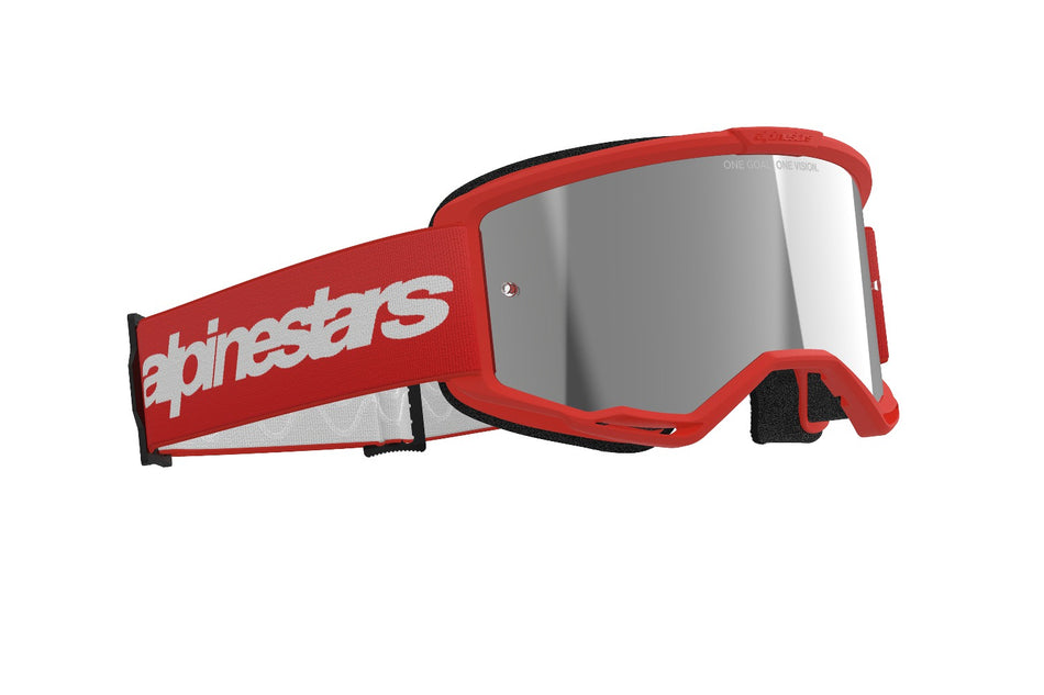 Brýle Alpinestars Vision 3 Wordmark červená, zrcadlové stříbrné plexi