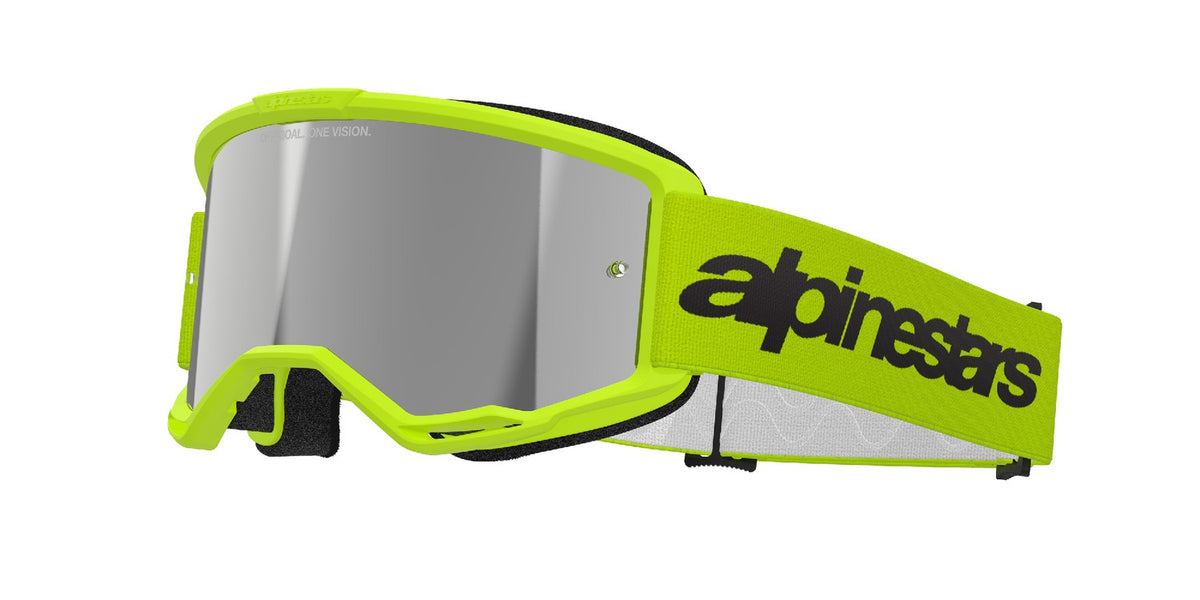 Brýle Alpinestars Vision 3 Wordmark žlutá fluo, zrcadlové stříbrné plexi