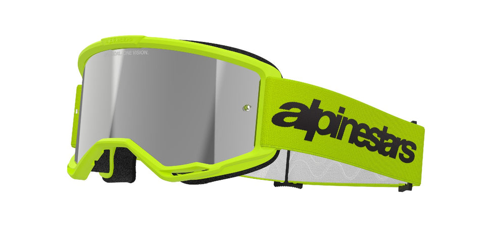 Brýle Alpinestars Vision 3 Wordmark žlutá fluo, zrcadlové stříbrné plexi