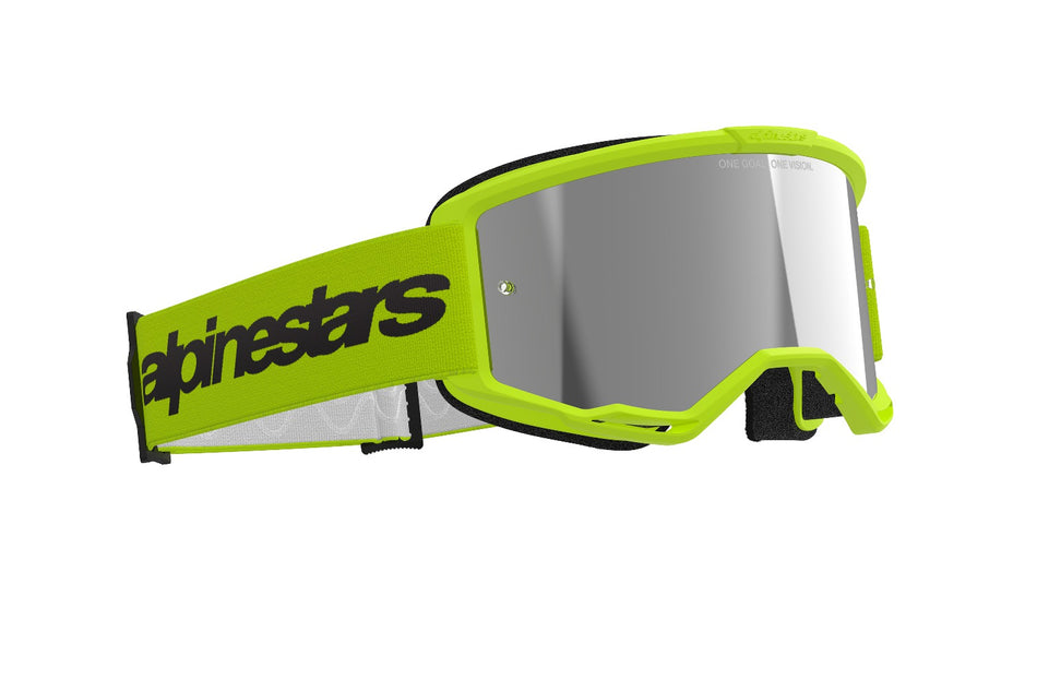 Brýle Alpinestars Vision 3 Wordmark žlutá fluo, zrcadlové stříbrné plexi
