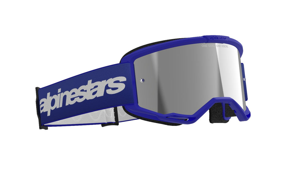Brýle Alpinestars Vision 3 Wordmark modrá, zrcadlové stříbrné plexi