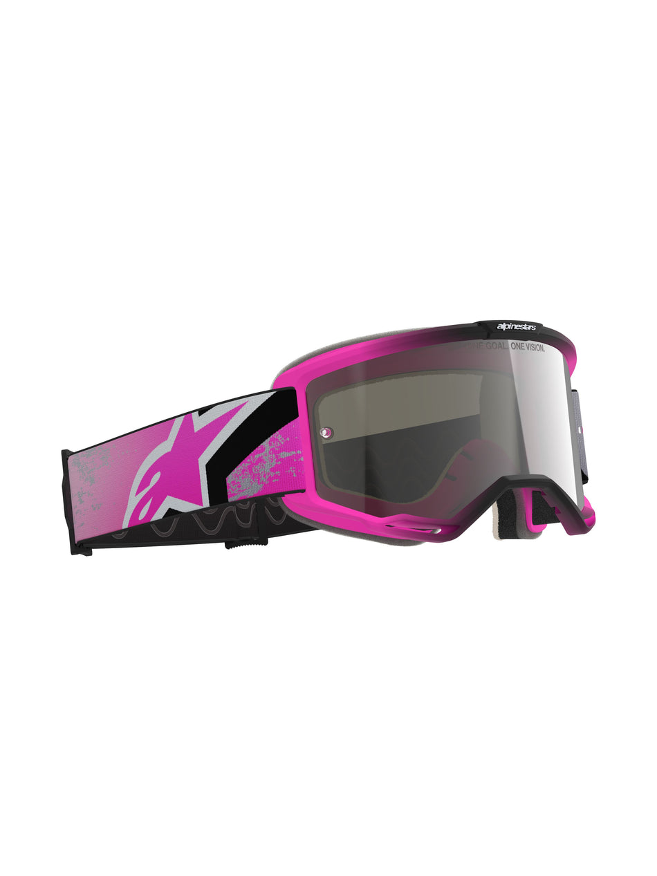 Brýle Alpinestars Vision 5 Lahnd růžová fluo/šedá/černá/bílá, zrcadlové stříbrné plexi