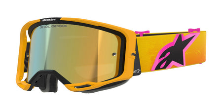 Brýle Alpinestars Vision 8 Corp oranžová/žlutá/růžová, zrcadlové zlaté plexi