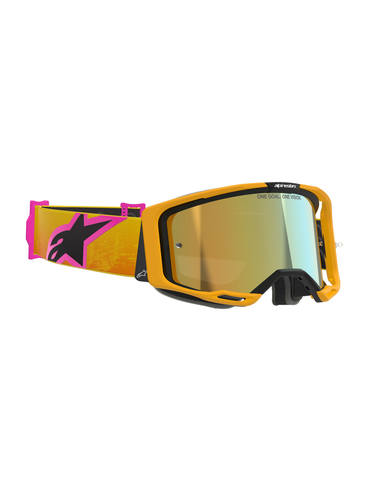 Brýle Alpinestars Vision 8 Corp oranžová/žlutá/růžová, zrcadlové zlaté plexi