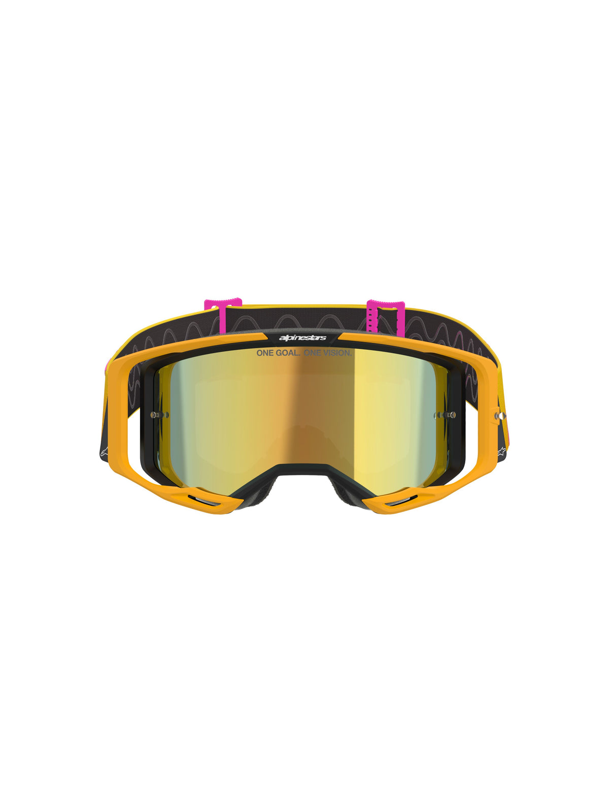 Brýle Alpinestars Vision 8 Corp oranžová/žlutá/růžová, zrcadlové zlaté plexi